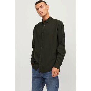 Size XL Jack & Jones JJEGINGHAM Dark Green Olive Dress Shirt